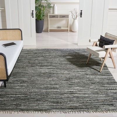 Handmade Gray Stripe Cotton Area Rug 8' x 10'