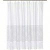 Fabric shower curtain, 72x72 inch, white and gray striped, farmhouse boho style. - 2 of 4