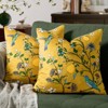 Yellow Floral Pillow Covers 18x18 Set of 2, Velvet Wild Flower Plant Throw Pillows Case - 3 of 4