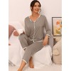 cheibear Women's Long Sleeve Pullover Top with Pants Sleepwear Pajama Sets - 2 of 4