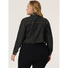 Agnes Orinda Women's Plus Size Washed Ripped Distressed Cropped Frayed Jean Jackets - 4 of 4