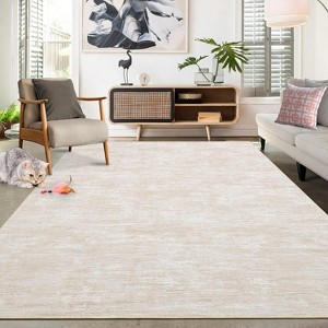 Machine Washable Modern Abstract Area Rug, Non-Slip Soft Velvet Low-Pile Carpet for Living Room, Bedroom, Dining Room, Pet-Friendly - 1 of 4