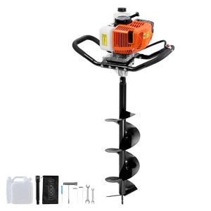 VEVOR Post Hole Digger Gas Powered, 63CC 2400W Earth Auger, Gas Auger with 8” Auger Drill Action Design Bits & 1 Extension Rod, Orange+Black - 1 of 4