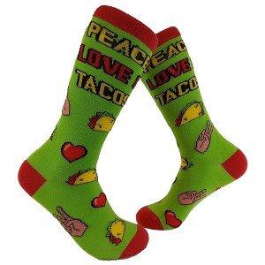 Crazy Dog T-Shirts Women's Peace Love Tacos Socks Funny Saying Cute Graphic Vintage Ladies Footwear - 1 of 4