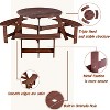 Gulches 6-Person Round Outdoor Picnic Table with 3 Built-in Benches - 2" Umbrella Hole, Weather-Resistant Waterproof Wood, Brown - 2 of 4