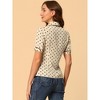 Allegra K Women's Polka Dots Peter Pan Collar Tie Neck Short Sleeve Shirt - 3 of 4