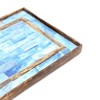 SEVOBAL Serving Platters Striped Wooden Large Rustic, Mango Wood Platters for Cakes, Appetizers, Desserts and Others, Blue, 12"*7.25"*0.8" - 4 of 4