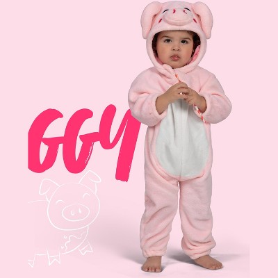 Joyfy Baby Pig Costume for Halloween - Pink Animal One-Piece Jumpsuit, Cute Toddler Piggy Outfit