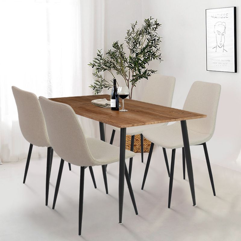 Charls+Bingo 5-Piece Metal Legs and 4 Upholstered Chairs Modern Rectangular Dining Table Furniture Set-The Pop Maison, 4 of 11