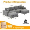TiramisuBest 102.4" Plush Corduroy 4-Seat Sofa with 2 Ottomans, Deep Seat Cloud Couch, Convertible Lounge Sofa,Grey - 3 of 4