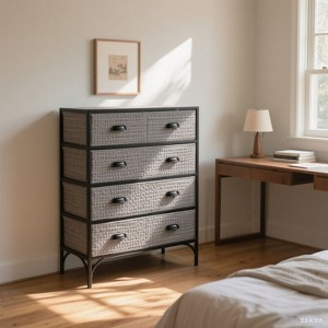 SEVOBAL Utility Storage Cabinets 8 Dressers Fabric Storage Tower, Wooden Top for Kid Room, Closet, Entryway, Nursery, Grey, 31.5"*11.8"*36.4" - 1 of 4