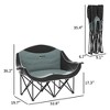 Padded Folding Camp Chair for Adults, Double Camping Chair with Armrests, Cup Holders, Carry Bag for Outdoor - 3 of 4