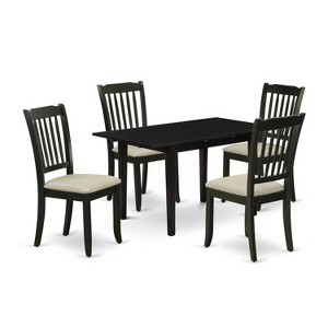 HomeStock 5-Pc Black Finish Solid Wood Top - Rectangular Dining Room Set with Butterfly Leaf - Seats 4 - 1 of 4