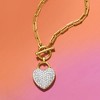 Ross-Simons 0.75 ct. t.w. Diamond Heart Lock Toggle Necklace in 18kt Gold Over Sterling and Sterling Silver - 2 of 3