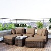 Modern Outdoor Sofa Set for 6 Pcs, Weather Resistant Frame Sofa, PE Wicker Separate Sofa with Cushions and Coffee Table-Coolbibila - 2 of 4