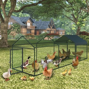 Large Metal Chicken Coop, Chicken Runs for Yard with Waterproof & Anti-UV Cover, Heavy Duty Hen for Outdoor Backyard Farm Use, 120x40x40 inch - 1 of 4