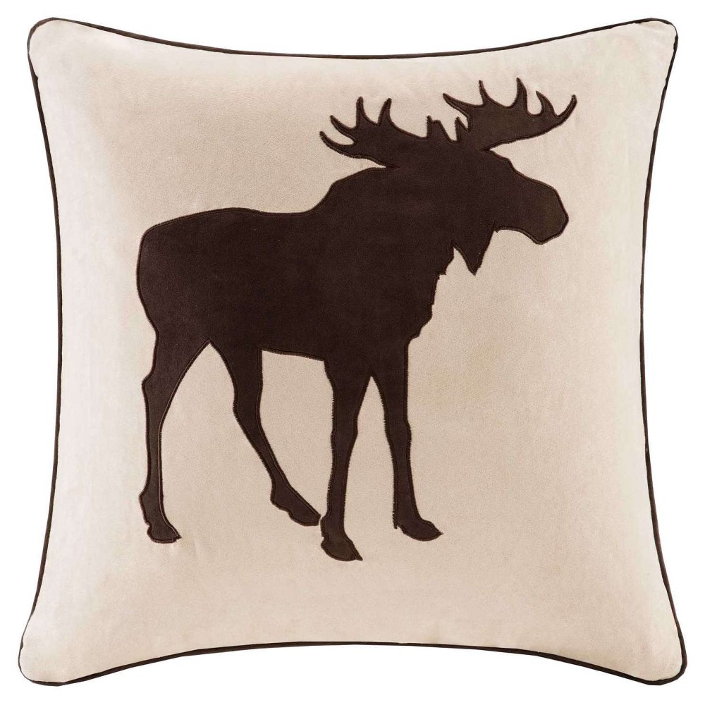 UPC 675716691899 product image for Tan Moose Embroidered Suede Throw Pillow (20x20) | upcitemdb.com