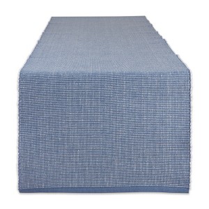 Design Imports  Ribbed 2-Tone Table Runner, Stonewash Blue, 13X108" - 1 of 4