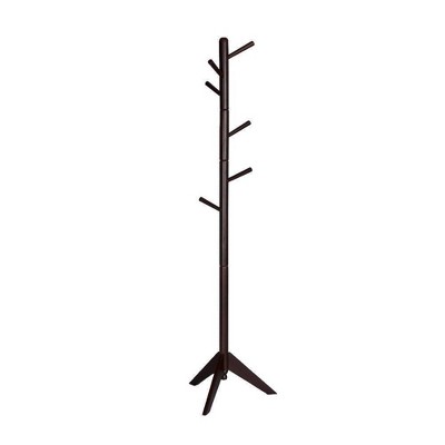 Contemporary Style Hall Tree Coat Rack Dark Brown - Benzara : Target