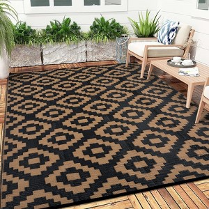 Outdoor Rug Waterproof Plastic Straw Rug Reversible Rug for Patios Decks Porch Camper Balcony Backyard - 1 of 4