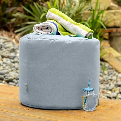 Granite Gray Climate Resistant Outdoor Accent Pouf Ottoman