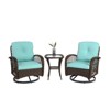 VisioGear 3 Pieces Patio Swivel Rocker Seating Sets with Thickened Cushions and Glass Coffee Table for Backyard, Blue, 25.1"*28.76"*33.8" - 2 of 4