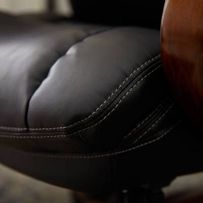 Trafford High-Back Swivel Black Leather Executive Chair with Memory Foam