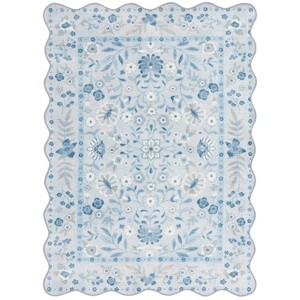 4'x5'6" Blue Persian Faux Fur Scalloped Indoor Area Rug - 1 of 4