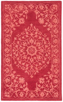 Handmade Dip Dye Luxurious Wool Square Area Rug - Red, 3' x 5'