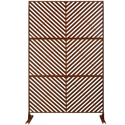 Grungis Matrix Metal Decorative Patio Screens,Freestanding Privacy Fence Panels Screen in Diagonal Stripe Pattern for Balcony,76" H×48" W