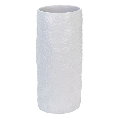 Transpac Dolomite 13 in. White Christmas Sculpted Snowflake Vase