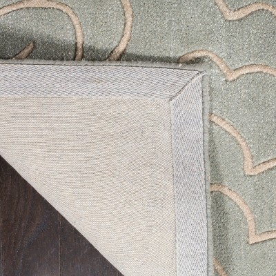 Handmade Soft Light Blue and Ivory Wool Viscose Area Rug