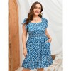 LXT-Plus Size Sleeveless Summer Dress Flutter Sleeve Smocked Waist Midi Dresses with Pocket - 2 of 4