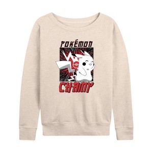 Women's - Pokémon - Pokémon Champ Lightweight French Terry Wide Neck Long Sleeve Shirt - 1 of 4