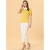 INSPIRE CHIC Women's Vintage Peter Pan Collar Contrast Puff Short Sleeve Blouse - 2 of 4