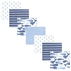 Hudson Baby Infant Boys Cotton Flannel Receiving Blankets 7pk, Cute Whales, One Size - 1 of 4