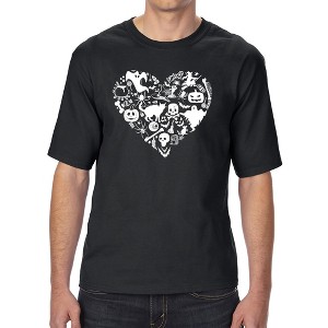 LA Pop Art Halloween Heart - Men's Tall and Long Word Art T-Shirt Black X Large - 1 of 3