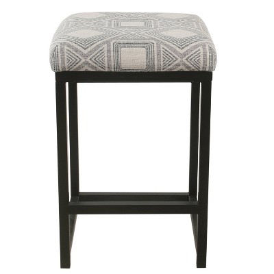 Charcoal Geometric Open Back 24" Industrial Metal & Wood Counter Stool