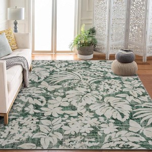 coucheta Multi-size Area Rug with Non-Slip Backing, Botanical Floral Leaf Printed Accent Stain-Resistant Carpet for Living Room, Bedroom, Kitchen - 1 of 4