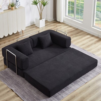 GDFStudio Yan Modern Multi-Functional 78.8'' Corduroy Upholstery Convertible Queen Size Sofa Bed with Pillows