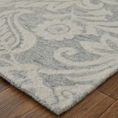 Handmade Tufted Wool Rectangular Rug in Blue 5' x 8'