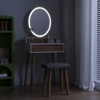 ELECWISH Natural Wood Makeup Vanity Desk Set with Adjustable Height & LED Mirror - 3-Tone Lighting, Storage Drawers, Stool Included - 3 of 4