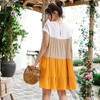 Anna-Kaci Women's Color Blocked Ruffle Dolman Sleeve Flared Loose Tunic Dress - 4 of 4