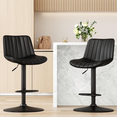 NicBex Adjustable Height PU Leather Bar Stools Set of 2,Swivel Counter Height Bar Stools with Backrest,Bar Chairs for Kitchen Island,Home Bar