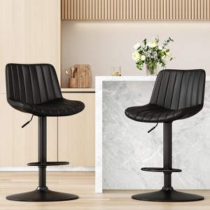 NicBex Adjustable Height PU Leather Bar Stools Set of 2,Swivel Counter Height Bar Stools with Backrest,Bar Chairs for Kitchen Island,Home Bar - 1 of 4