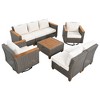 JUJABU 8-Piece Wicker Outdoor Patio Conversation Set with Thick Cushion, Swivel Rocking Chairs Set of 2 and Acacia Storage Table - 2 of 4