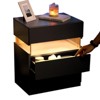 Sapphtopaz Modern Night Stand with 3 Drawers Wood Bedside Tables with Acrylic Board and Open Shelf, LED Nightstand for Bedroom, Living Room - 3 of 4