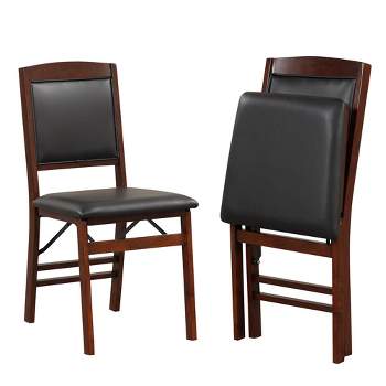 Costway 2 Pack Folding Dining Chairs Foldable Chairs with PVC Padded Seat & High Backrest