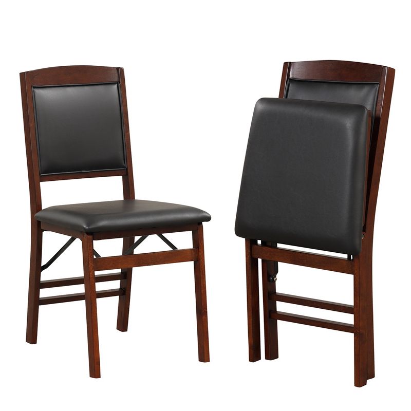 Costway 2 Pack Folding Dining Chairs Foldable Chairs with PVC Padded Seat & High Backrest, 1 of 11