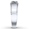 Pompeii3 1/16Ct TW Three Stone Men's Brushed Diamond Lab Created Wedding Ring in 14k Gold - 3 of 4